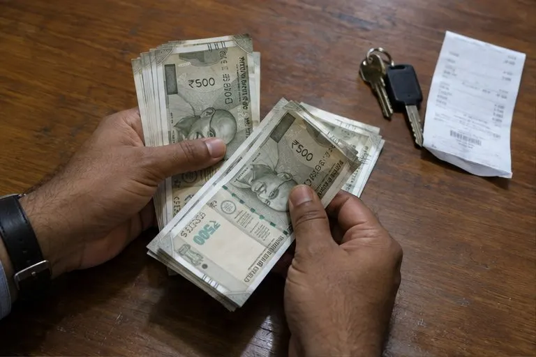 You pay in cash, at the meeting, after she has reached you. Never before.